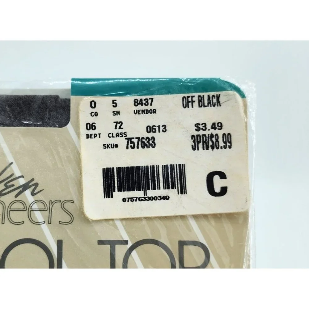 x2 Vtg Lise J Silken Sheers Satiny Control Top Sandalfoot‎ Pantyhose Off Black C